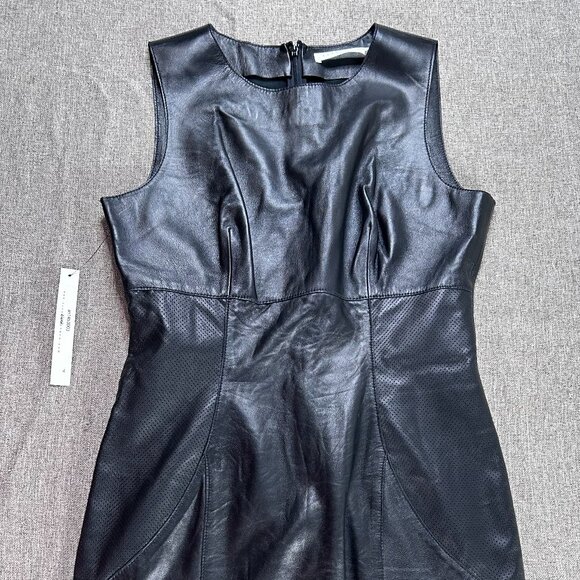 Susana Monaco 100% Lambs Leather Pencil Dress Women's 4 Black Party NWT - Picture 5 of 15